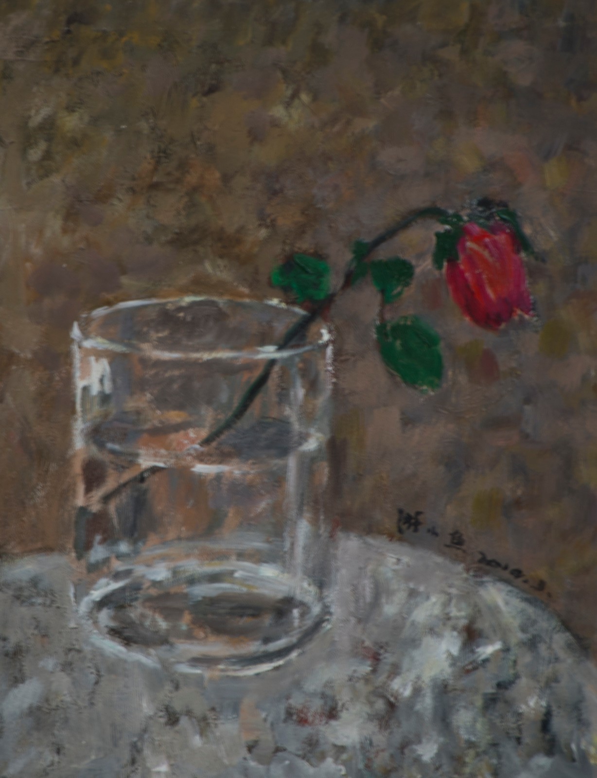 游小鱼(王红）油画作品【布面油画《酒醉的玫瑰》55cm×45cm，2014年】
