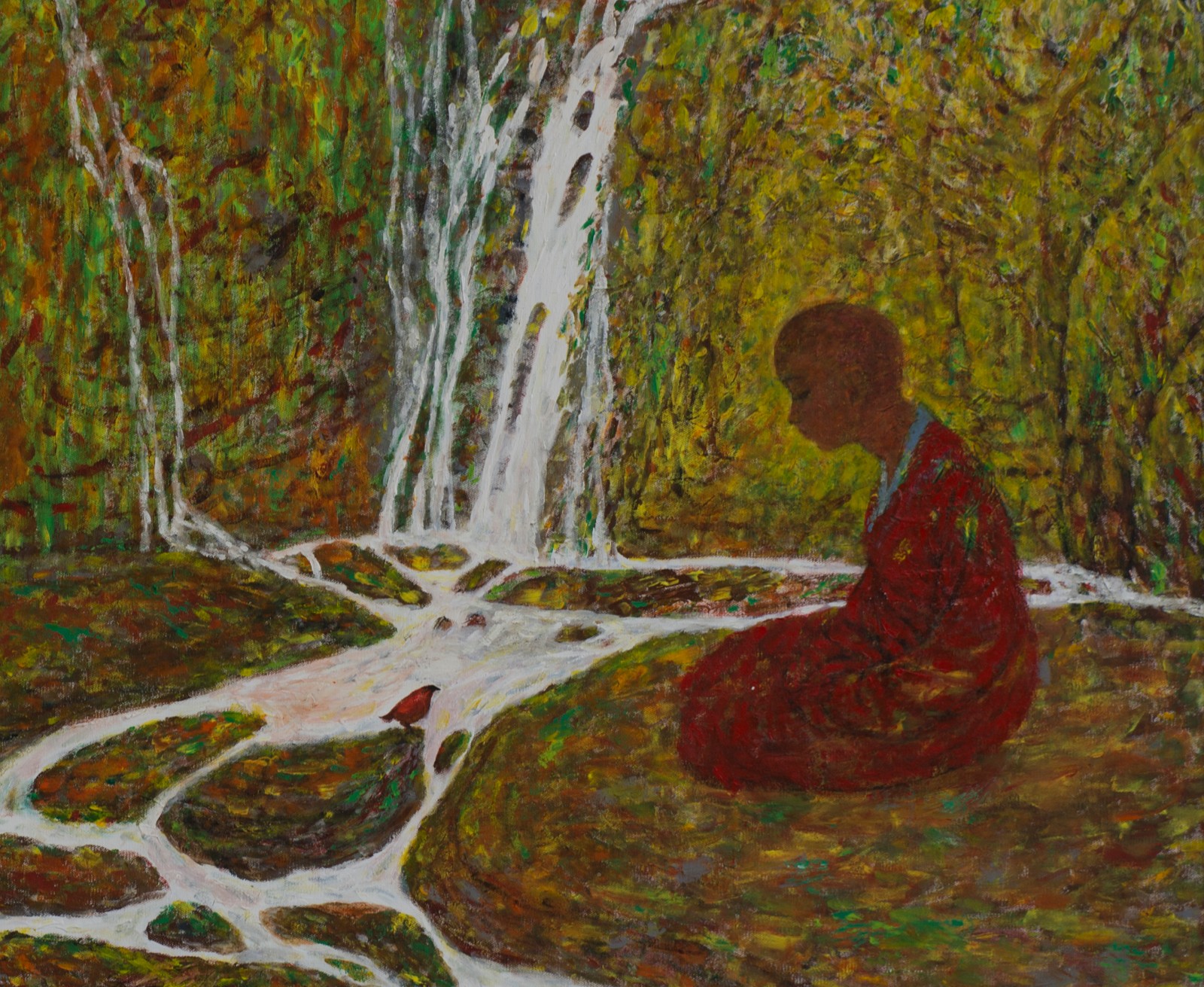 游小鱼(王红）油画作品【布面油画《无言》102cm×92cm，2015年】